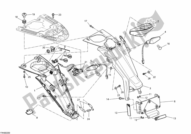 Tutte le parti per il Fanale Posteriore del Ducati Monster 696 USA 2010